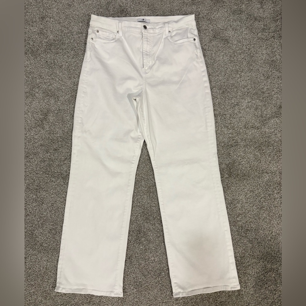 7 For All Mankind Women’s Crisp White Wide Leg Jeans